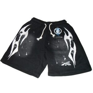 Hellstar Shorts Mens Gray Size Medium Fits‎ Large Black Drawstring Authentic